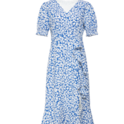 衣香丽影碎花V领连衣裙女衣香丽影夏季设计感小清新鱼尾裙子 银河蓝 S