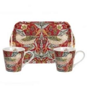 Portmeirion 波特美林 草莓小偷陶瓷马克杯托盘套装3件（180ml*2个+托盘*1个）
