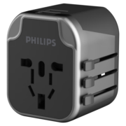 飞利浦（PHILIPS）多国旅行转换插头插座/旅行转换器/转换插头/英标欧标美标澳标日本适用/2USB充电 黑1001A