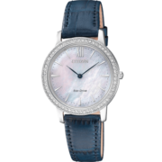 西铁城（CITIZEN）手表 光动能蓝色小牛皮表带时尚精致复古女表EX1480-15D