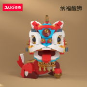JAKI佳奇积木醒狮国潮神兽麒麟中国风模型摆件拼装玩具节日送礼物
