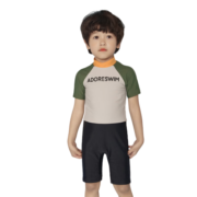 爱多尔（ADORESWIM）儿童泳衣男童2022新款夏季连体短袖游泳衣速干小童泳裤套装 ET22208-1 100建议身高80-95cm