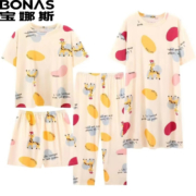 PLUS会员：BONAS 宝娜斯 女士睡衣家居服 四件套