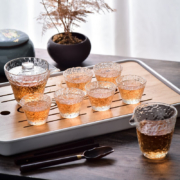 法蘭晶 透明冰纹玻璃茶杯 8件套
