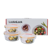 LOCK&LOCK 乐扣乐扣 微波炉饭盒 玻璃套装保鲜盒 套装三件套（600ml*2+900ml）LLG851S008