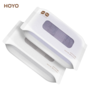 HOYO日本 新疆棉长绒棉毛巾 家用男女成人洗澡洗脸巾 纯棉柔软强吸水 浅灰/紫色2条装 90g/条 33*72CM