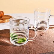 LOVWISH 乐唯诗 NERVISHI）玻璃杯带把水杯茶杯加厚玻璃饮料杯 横纹马克杯*1只