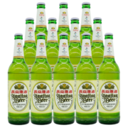 燕京啤酒 10度清爽型啤酒普啤(大绿棒子) 600ml*12瓶装