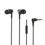 铁三角（Audio-technica） CK350iS 立体声运动入耳式耳机 游戏耳麦 手机通话 黑色 CK350IS