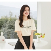 3COLOUR 三彩 若潮系列 女款字母印花T恤 Q382G6007Z2002