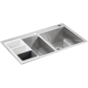 科勒（KOHLER）双槽水槽洗碗池晶钻304不锈钢台上台下双用洗碗槽 25617 (800MM)