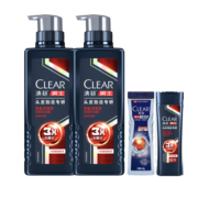 清扬（CLEAR）男士专研去屑头皮护理3倍净屑洗发水570g*2送 2*100g随机小样 C罗