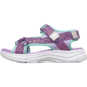 SKECHERS斯凯奇儿童露趾凉鞋夏季时尚镂空闪灯鞋女童大童休闲鞋302965L 薰衣草色/LAV 33.5