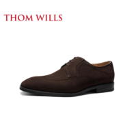THOM WILLS男士皮鞋英伦风低帮休闲皮鞋手工布洛克德比鞋方头夏季 深咖D1391 6.5/39码