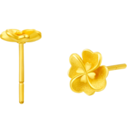 周大福（CHOW TAI FOOK）花月佳期 幸福四叶草 足金黄金耳钉(工费120) 约2.2g F219721