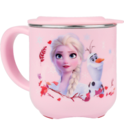 迪士尼（Disney）儿童水杯 宝宝卡通可拆卸不锈钢喝水杯子 带盖260ML 冰雪公主粉