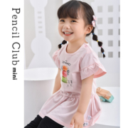 Pencil Club 铅笔俱乐部 [8折价:39.2元]铅笔俱乐部童装小童短袖连衣裙荷叶袖夏装2023女童裙子韩版