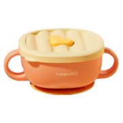 英氏（YEEHOO）辅食碗婴儿 宝宝餐具儿童饭盒专用吸管碗不锈钢餐具吸盘辅食套装 宝宝辅食喝汤碗+吸管 典雅橙