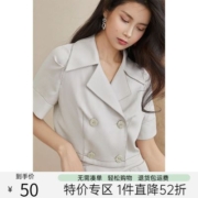 范思蓝恩特卖西装领衬衫女设计感小众夏季新款2020年短袖法式上衣