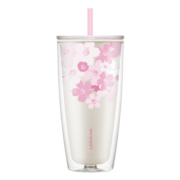 乐扣乐扣（LOCK&LOCK）樱花塑料吸管杯男女学生便携随手茶水杯子HAP509WHT白色750ML 赠吸管刷