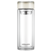 乐扣乐扣LOCK&LOCK双层耐热玻璃杯简纯304茶网杯子ABS杯盖茶杯 LLG625W 白色300ml