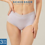 Schiesser 德国舒雅 80S天丝莫代尔蕾丝边中腰女士平角内裤3条 E0/20058T
