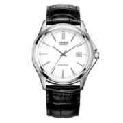 卡西欧（CASIO） 卡西欧(CASIO)男表休闲简约石英手表 学生腕表 男表白盘黑皮MTP-1183E-7A