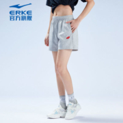 鸿星尔克女运动五分裤2023舒适透气简约五分裤刺绣针织女