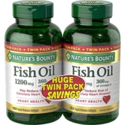 NATURE'S BOUNTY 自然之宝 Nature's Bounty 自然之宝 1200毫克鱼油软胶囊，两瓶，每瓶180粒