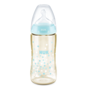 NUK德国进口 婴儿奶瓶 宝宝宽口PPSU防摔奶壶 小孩自己喝把手奶瓶 感温蓝色星星 300ml+把手+吸管