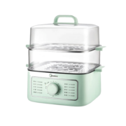 美的（Midea）电蒸锅大容量多功能家用蒸锅料理锅透明可视不锈钢大号多层蒸煮一体电煮锅 蒸包子 煮蛋器 10.8L【旋钮定时 三层上蒸下煮】2306