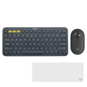 罗技（Logitech） K380多设备蓝牙键盘 便携办公键盘静音 安卓手机笔记本平板iPad键盘 pebble+K380黑色套装