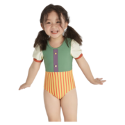 爱多尔（ADORESWIM）儿童泳衣女童连体2023新款小童游泳衣可爱防晒女孩宝宝泳装cp ET22100-1 100适合20-29斤/95-105cm
