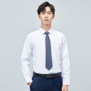 罗蒙2023秋冬新款平纹40棉工装长袖衬衫男 浅蓝色 M