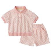 JELLYBABY宝宝夏季衣服儿童粉色夏装小女孩衣服时髦运动套装女童 粉色 90cm