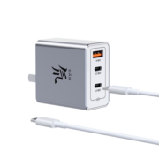 努比亚（nubia）65W氮化镓GaN5充电器三口套装20W苹果14PD快充头三星华为macbook小米笔记本100W数据线 氘锋银