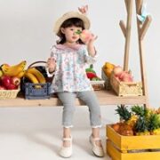 杰里贝比 2023新款春秋套装 儿童碎花套装