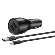 京东百亿补贴：HUAWEI 华为 CK020 车载充电器 双USB一拖二 66W 快充版 黑色