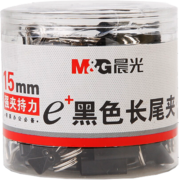 晨光(M&G)文具6#15mm 60只/罐 开学必备黑色长尾夹 小号金属票据夹 Eplus系列办公燕尾夹 60只/罐ABS92737