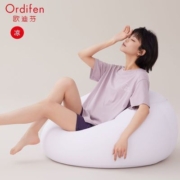 欧迪芬夏季新款女士睡衣休闲圆领短袖短裤棉质可外穿家居服套装
