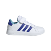 adidas阿迪达斯轻运动GRAND COURT男女小童魔术贴运动板鞋小白鞋 白色/蓝色 36(220mm)