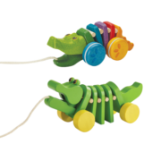 鳄鱼系列宝宝学步拖拉鳄鱼进口plantoys木质儿童手拉拉车拉线拉绳牵引玩具原木鳄鱼系列 【1416】彩虹鳄鱼