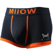猫人（MiiOW）男士内裤男精梳棉透气平角裤AAA抗菌底裆高弹舒适柔软大码短裤衩 黑色+深灰+湖山蓝 2XL