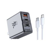 努比亚 65W氮化镓GaN3充电器三口套装20W苹果14/13PD快充头华为macbook笔记本100W数据线 透明探索版