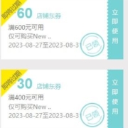 领券备用：京东 NEW BALANCE官方旗舰店 满600-60/400-30元店铺券