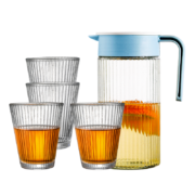 京东百亿补贴：惠寻 竖纹凉水壶玻璃杯水杯套装1.0L大容量一壶四杯