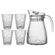 乐唯诗 锤纹玻璃杯家用牛奶杯果汁杯高颜值ins水杯简约茶杯饮料杯子 【锤炼纹】1壶4杯