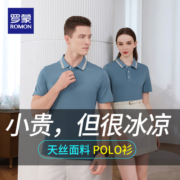 罗蒙男士冰丝短袖Polo衫中青年爸爸工装夏季薄款宽松衣服翻领T恤