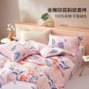 百丽丝 床上三/四件套纯棉床上用品被套床单枕套双人全棉被罩套件 全棉套件【素雅系列】 【四件套】1.5米床