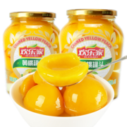 欢乐家 黄桃罐头900g*2罐 新鲜黄桃水果大玻璃瓶休闲零食品